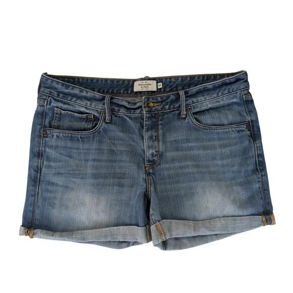Abercrombie & Fitch Rolled Cuffed Denim Jean Shorts Women's 10 Rigid Button Fly - Picture 1 of 5